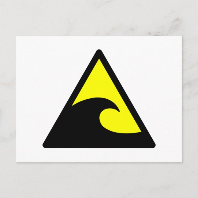 Warning Tsunami Wave Sign Postcard (Front)