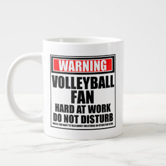 Warning Volleyball Fan Hard At Work Do Not Disturb Large Coffee Mug