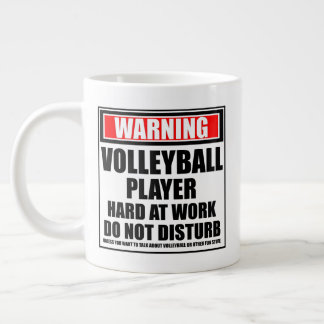 Warning Volleyball Player Hard At Work Large Coffee Mug