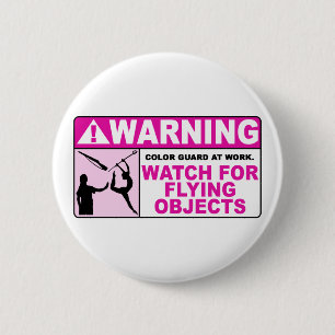 WARNING Watch For Flying Objects! 6 Cm Round Badge