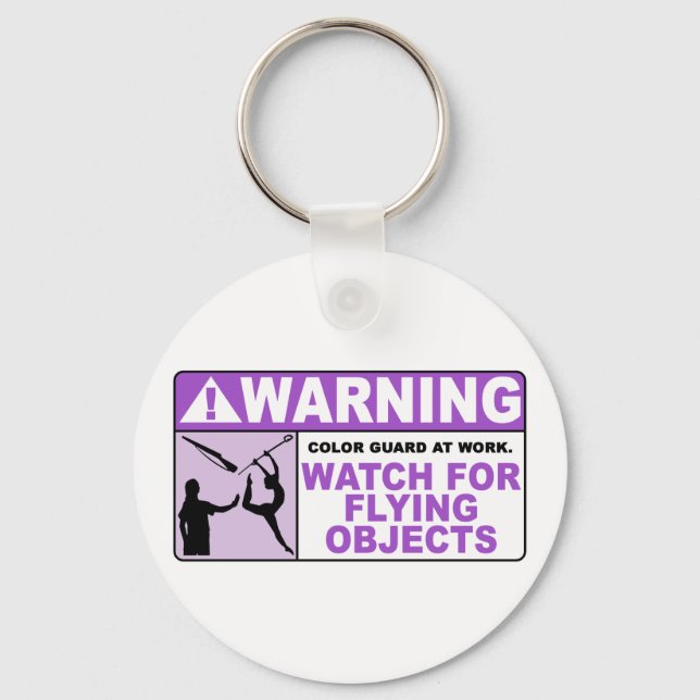 WARNING Watch For Flying Objects! Key Ring (Front)