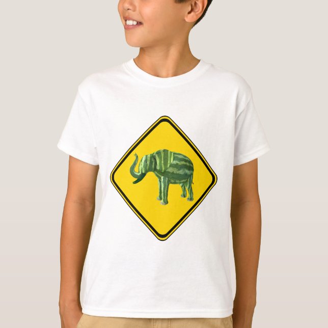 Warning: Watermelon Elephant Crossing! T-Shirt (Front)