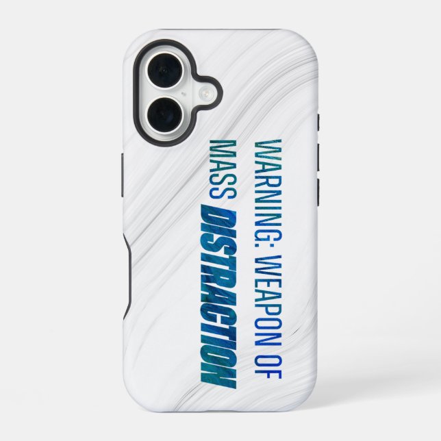 Warning Weapon of Mass Distraction iPhone 16 Case (Back)