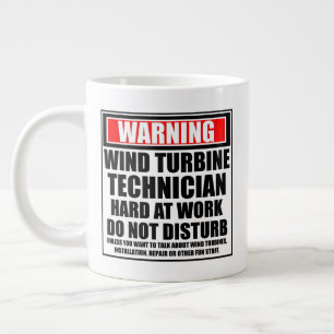 Warning Wind Turbine Technician Hard At Work Large Coffee Mug