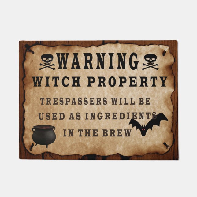 Warning Witch Property Doormat (Front)