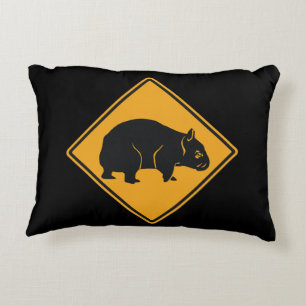 Warning Wombat Crossing Decorative Cushion