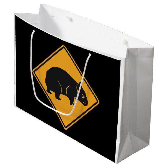 Warning Wombat Crossing Large Gift Bag (Front Angled)