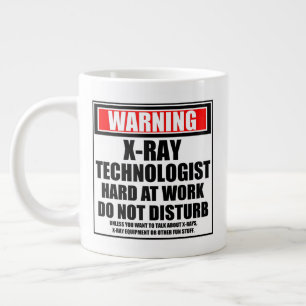 Warning X-Ray Technologist Hard At Work Large Coffee Mug