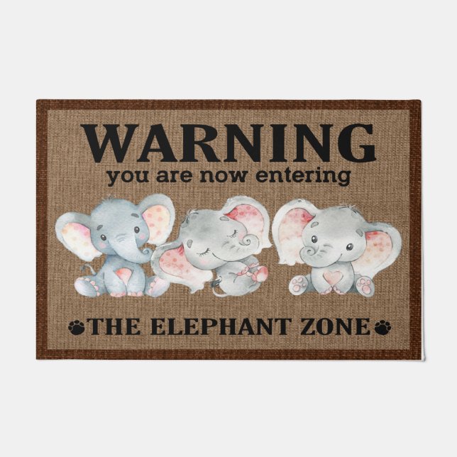 Warning You Are Now Entering The Elephant Zone  Doormat (Front)