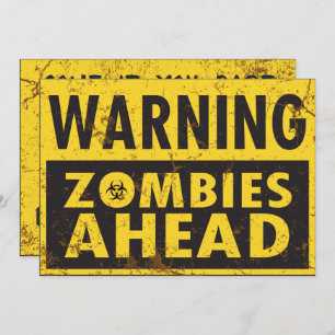 Warning Zombies Ahead Halloween Invitation