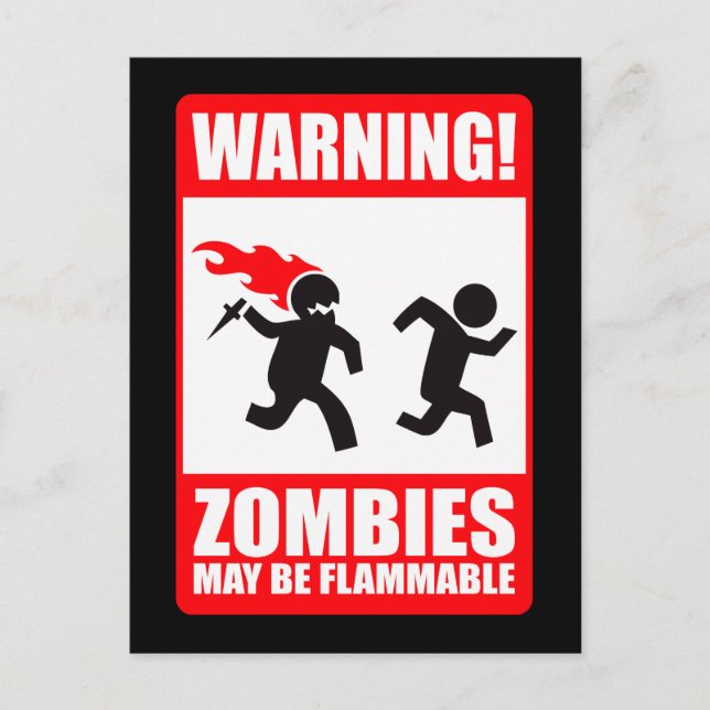 Warning: Zombies are flammable Postcard (Front)