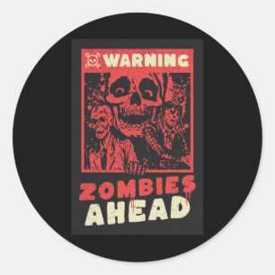 Warning Zombies Halloween Costume Classic Round Sticker