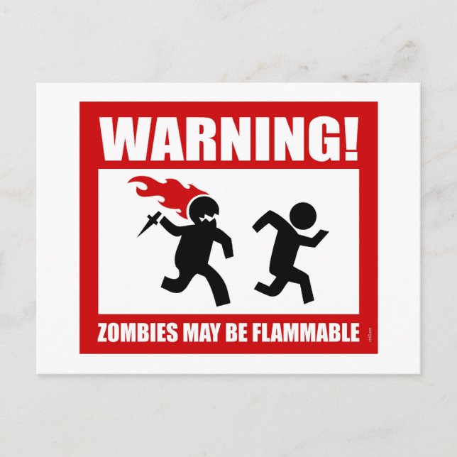 Warning! Zombies May Be Flammable Postcard (Front)