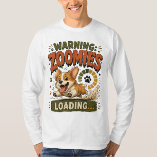 "Warning Zoomies Loading"Funny Corgi Lover retro T-Shirt