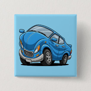 Warped Blue Cartoon Auto 15 Cm Square Badge