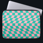 Warped Check Retro Chequerboard Pink Green Pattern Laptop Sleeve<br><div class="desc">Cool warped checkers in pastel blueish green and pastel pink colour. A nice retro psychedelic design that takes you to the wonderland. Twisted,  wavy,  warped chequerboard,  warped checks,  warped chequered dorm room student preppy laptop sleeve Cover.</div>