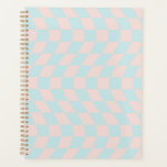 Warped Check Retro Chequerboard Soft Pastel Planner<br><div class="desc">Cool warped checkers in pastel blue and pastel pink colour. A nice retro psychedelic design that takes you to the wonderland. Twisted, wavy, warped chequerboard, warped checks, warped chequered dorm room student preppy planner.</div>