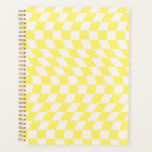Warped Check Retro Chequerboard Soft Yellow Planner<br><div class="desc">Cool warped checkers in pastel yellow and white colour. A nice retro psychedelic design that takes you to the wonderland. Twisted,  wavy,  warped chequerboard,  warped checks,  warped chequered dorm room student preppy planner.</div>