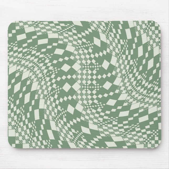 Warped Checks in Green Mouse Pad (Front)
