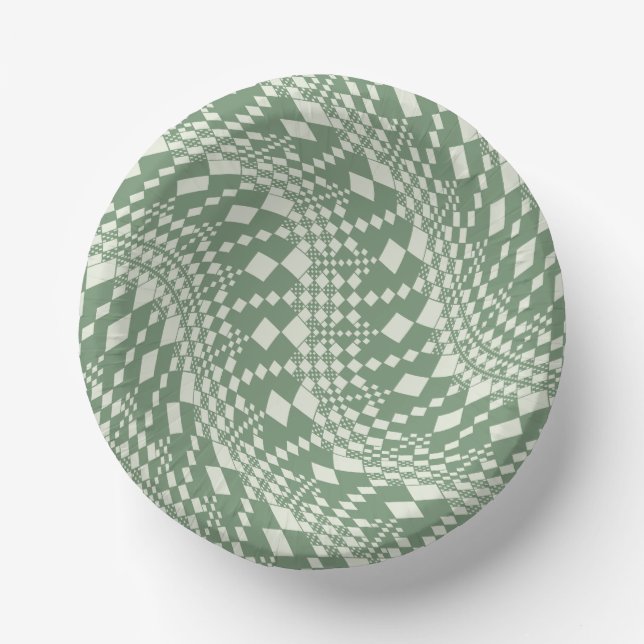 Warped Checks in Green Paper Plate (Front)