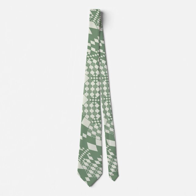 Warped Checks in Green Tie (Front)