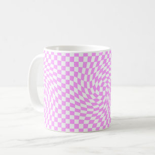  Warped Chequered Pattern Pink and White Fashion   Coffee Mug