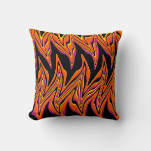 Warped in Black, Pink, Orange and Yellow  Cushion