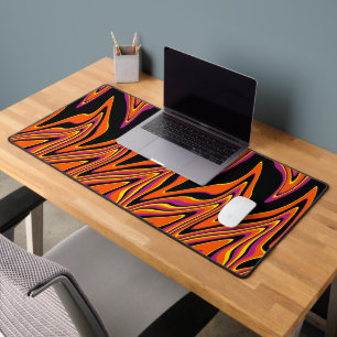 Warped in Black, Pink, Orange and Yellow Desk Mat