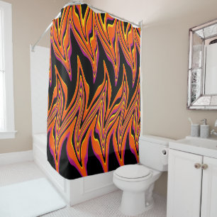 Warped in Black, Pink, Orange and Yellow  Shower Curtain