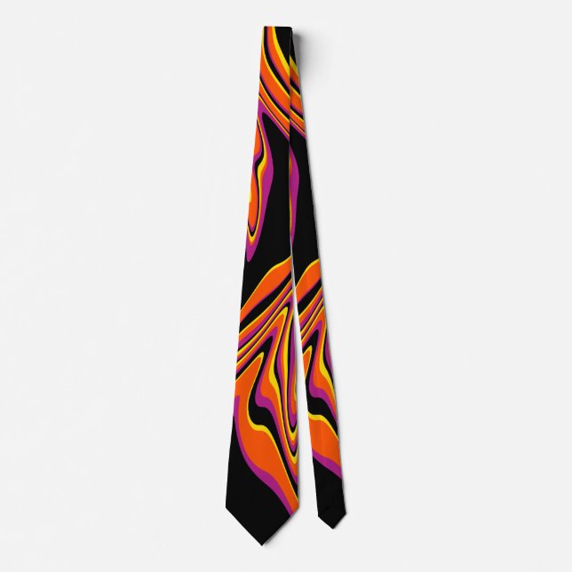 Warped in Black, Pink, Orange and Yellow  Tie (Front)