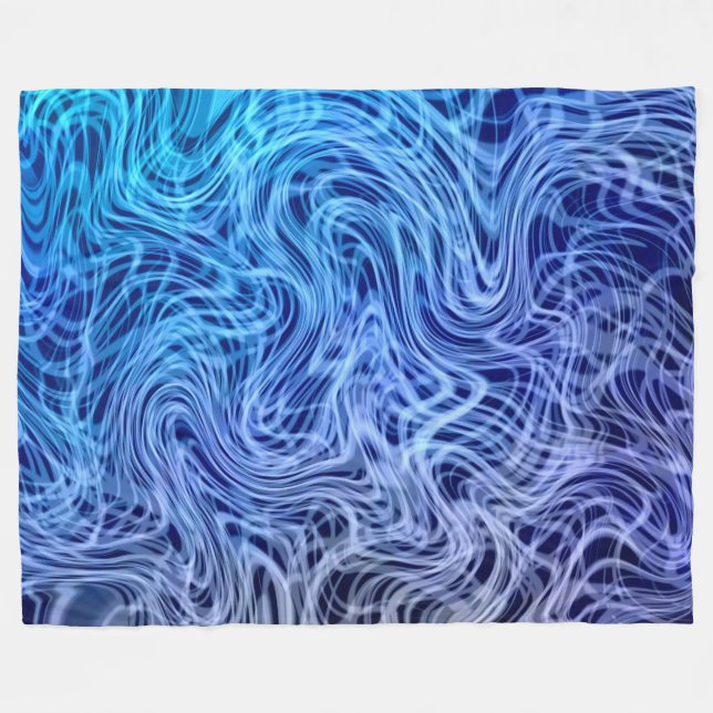 Warped Linear2 Blue - Fleece Blanket (Front (Horizontal))