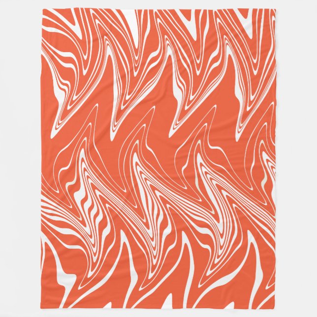 Warped - Orange and White Fleece Blanket (Front)