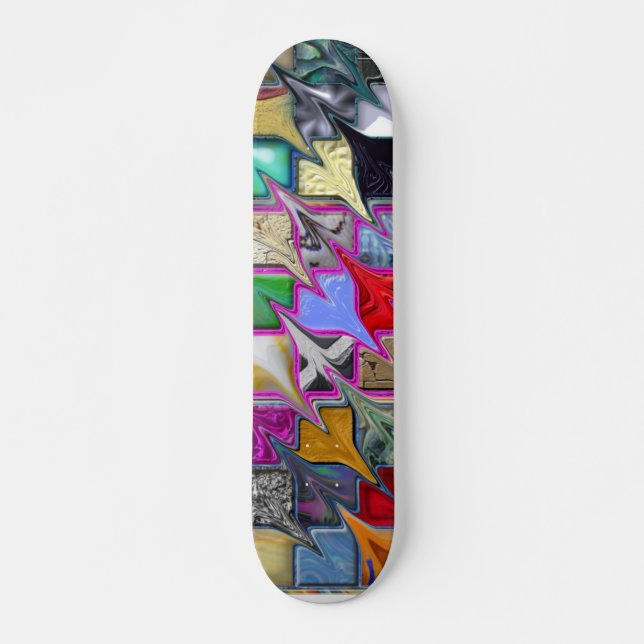 Warped Pattern Style Colourful Skateboard (Front)