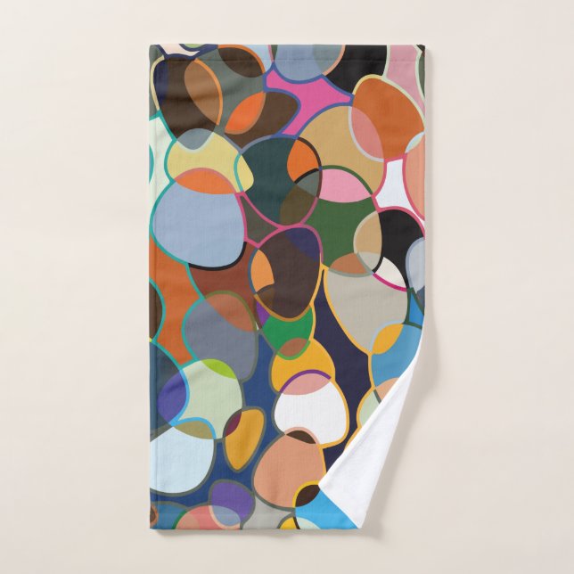 Warped Polychrome Circle Pattern Hand Towel (Hand Towel)