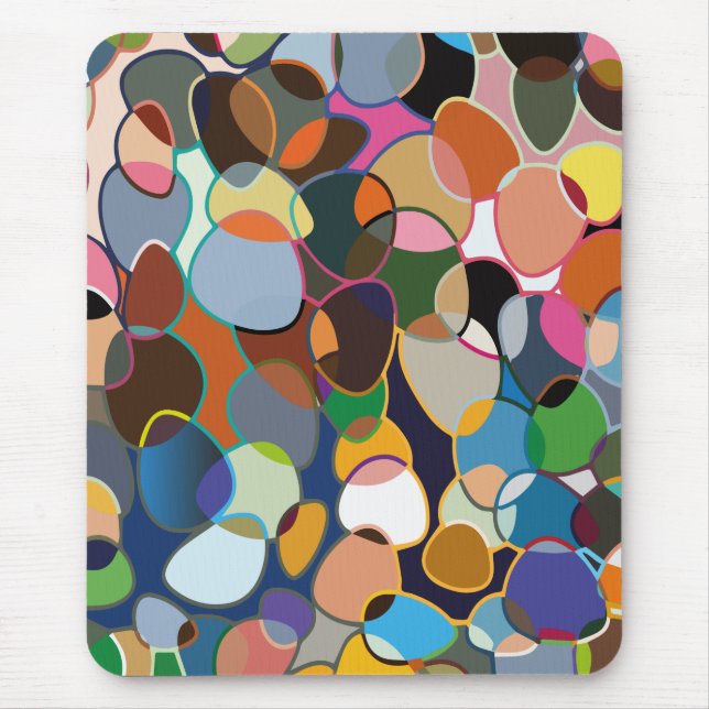Warped Polychrome Circle Pattern Mouse Pad (Front)