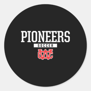 Warren County Pioneers Logo Soccer Hs  Classic Round Sticker