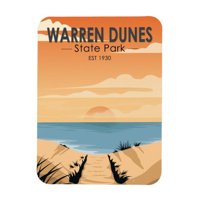Warren Dunes State Park Michigan Vintage  Magnet (Vertical)
