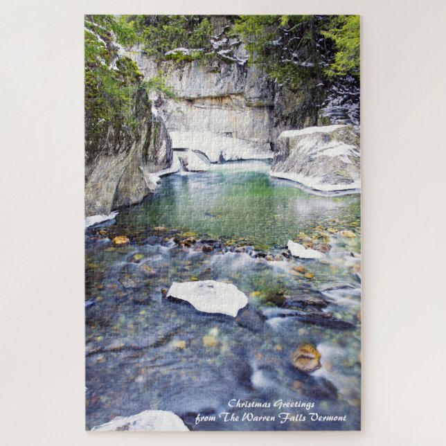 Warren Falls Vermont.Christmas Greetings Jigsaw Pu Jigsaw Puzzle (Vertical)