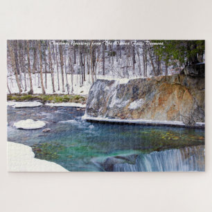 Warren Falls Vermont.Christmas Greetings Jigsaw Puzzle