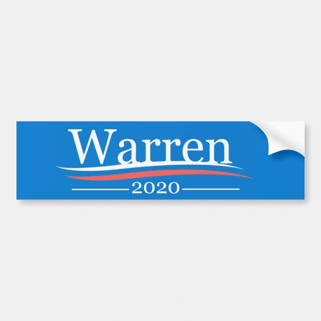 Warren for President, 2020, classic Bernie blue Bumper Sticker (Front)
