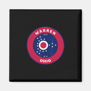 Warren Ohio Oh Flag Badge Roundlet Souvenir Magnet