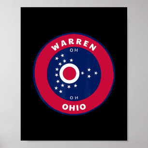 Warren Ohio Oh Flag Badge Roundlet Souvenir Poster
