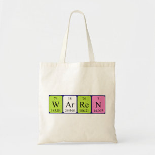 Warren periodic table name tote bag