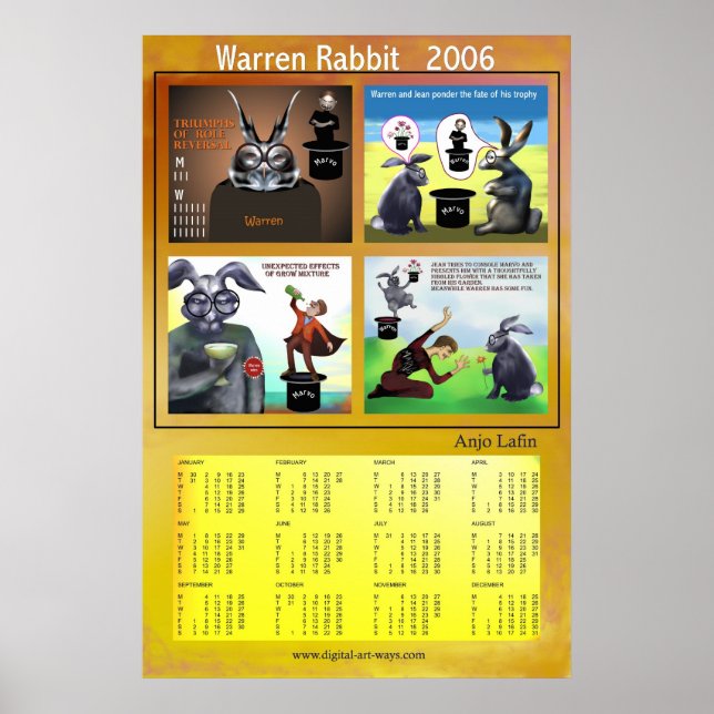 Warren Rabbit 2006 calendar by Anjo Lafin Poster (Front)