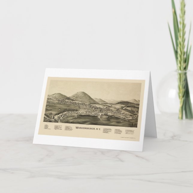 Warrensburg, NY Panoramic Map - 1891 Card (Front)