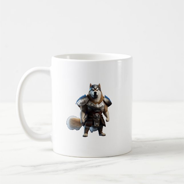 Warrior Alaskan Malamute Dog, Military Alaskan Dog Coffee Mug (Left)
