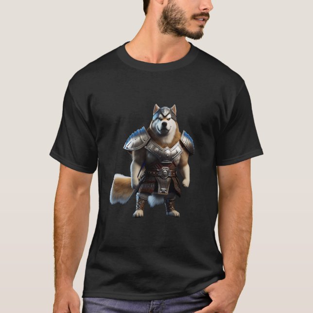 Warrior Alaskan Malamute Dog, Military Alaskan Dog T-Shirt (Front)