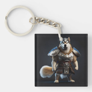 Warrior Alaskan Malamute Dog, Military Alaskanhirt Key Ring