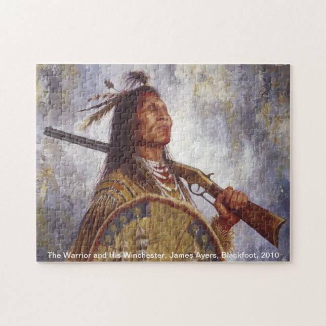 Warrior and His Winchester, Native American puzzle (Horizontal)