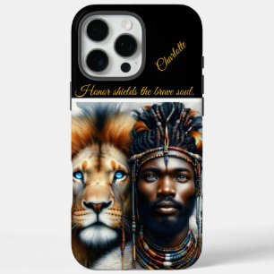 Warrior and lion unite in strength.  iPhone 16 pro max case